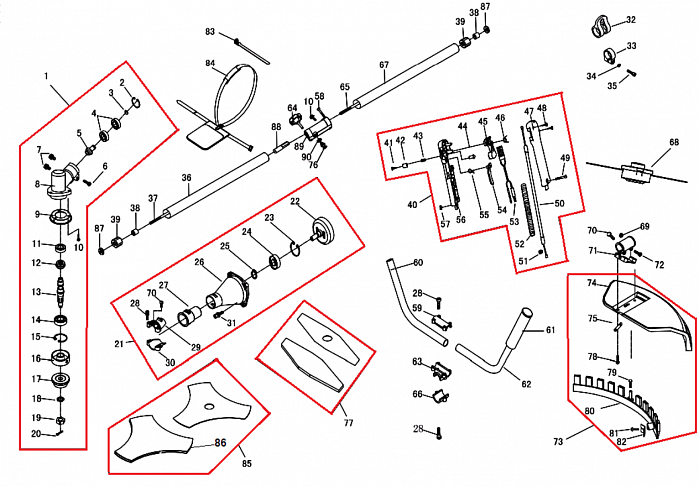 2 ВАЛ - ШТАНГА -ТОРОС ГАЗА - РЕДУКТОР - КОЖУХ ТРИММЕР CHAMPION Т336